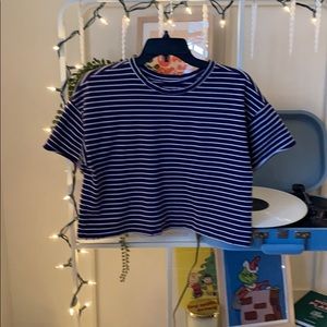 Navy striped crop top
